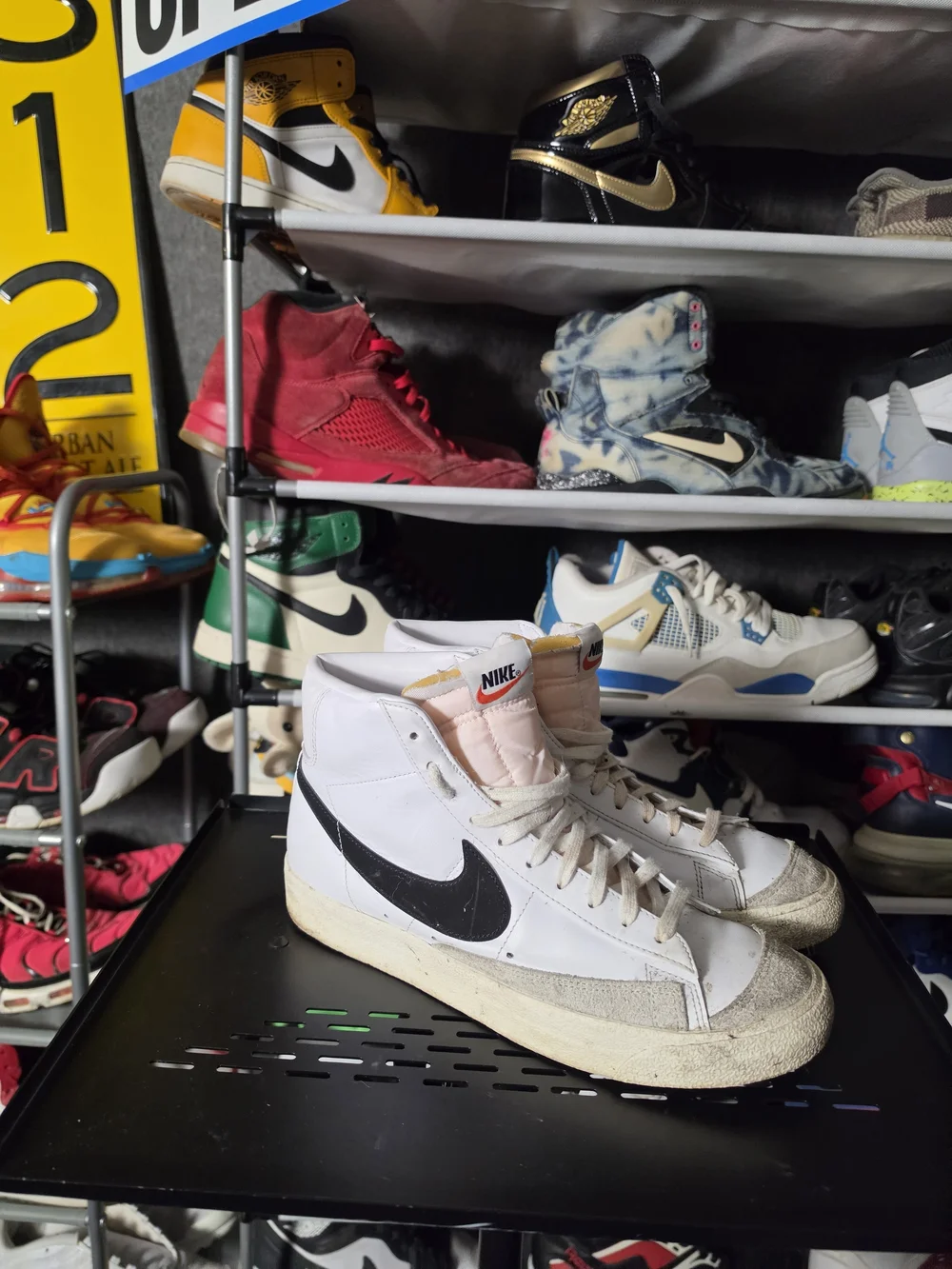 🔥 Nike Blazer Mid Classic Men Size 9.5 White Black Leather Sneakers